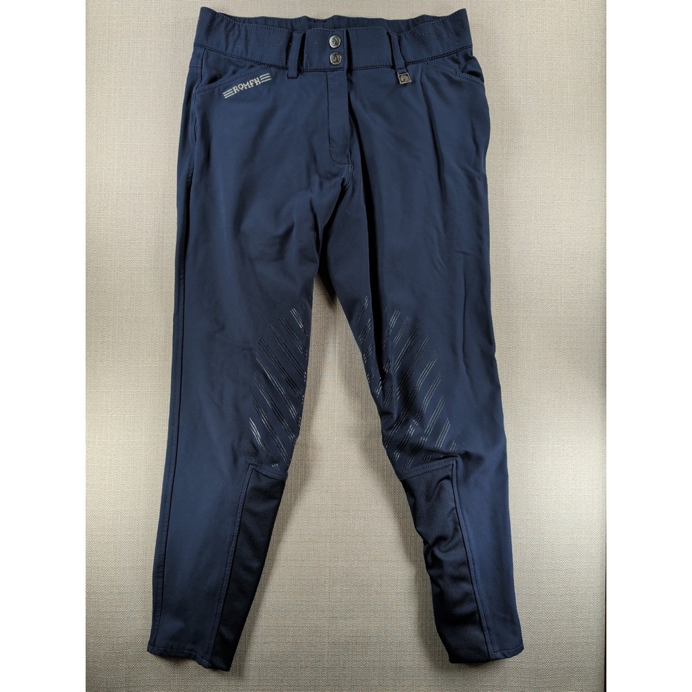 Romfh Womens 28R Navy Riding Breeches Silicone Knee Grip Equestrian Pants